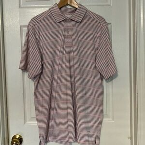 Callaway Pink and Black Striped Polo Shirt